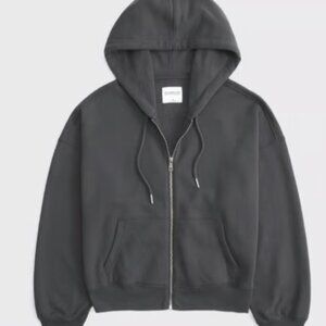 Abercrombie Essential Oversized Sunday Hooded Full-Zip | Medium, Dark Grey
